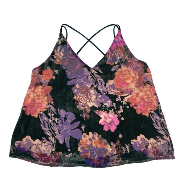 OnTwelfth Women’s Fully Lined Floral Velvet Burnout Strappy Tank Camisole Sz L‎ - Picture 4 of 16